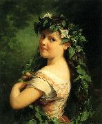 Fritz Zuber-Buhler Girl with wreath Germany oil painting artist